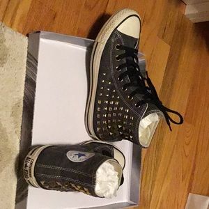 Gold studded high top sneakers